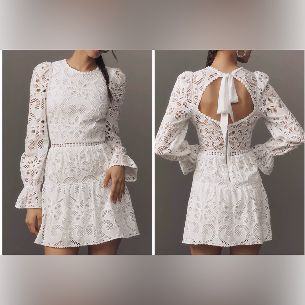 SAYLOR White Long Sleeve Lace Dress